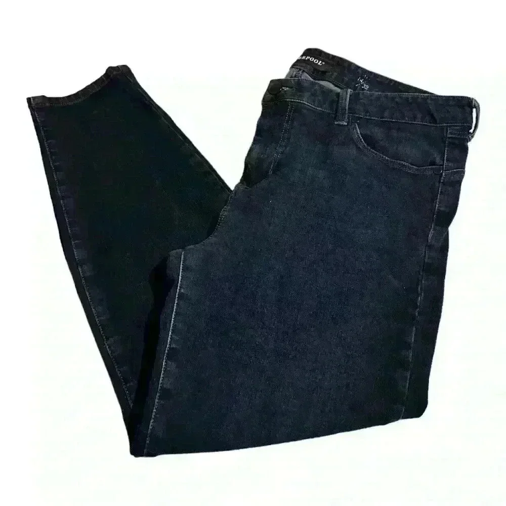 Liverpool Mid Rise Skinny Ankle Jeans Blackout Blue Size 14P